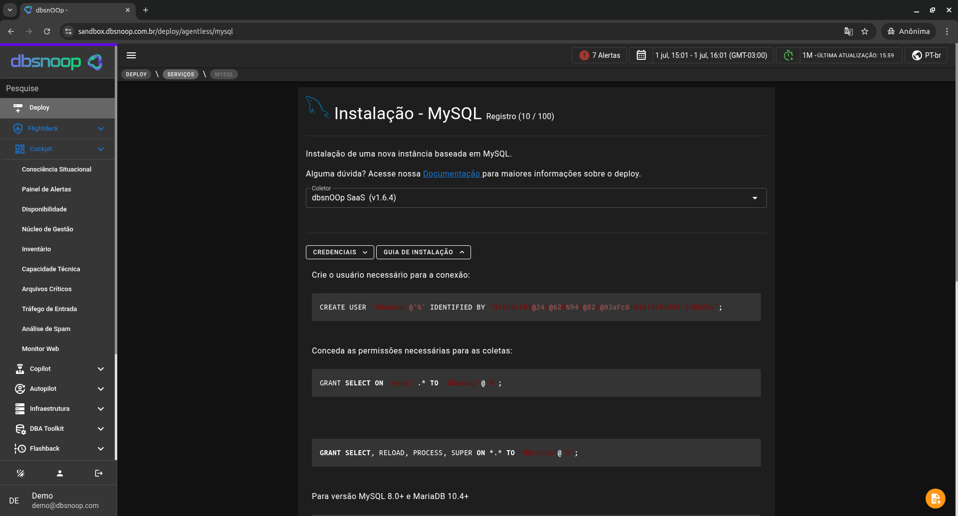 dbsnoop - Deploy MySQL