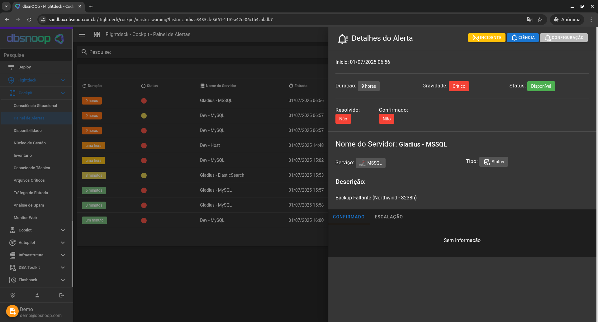 dbsnoop - Painel Alerts 003