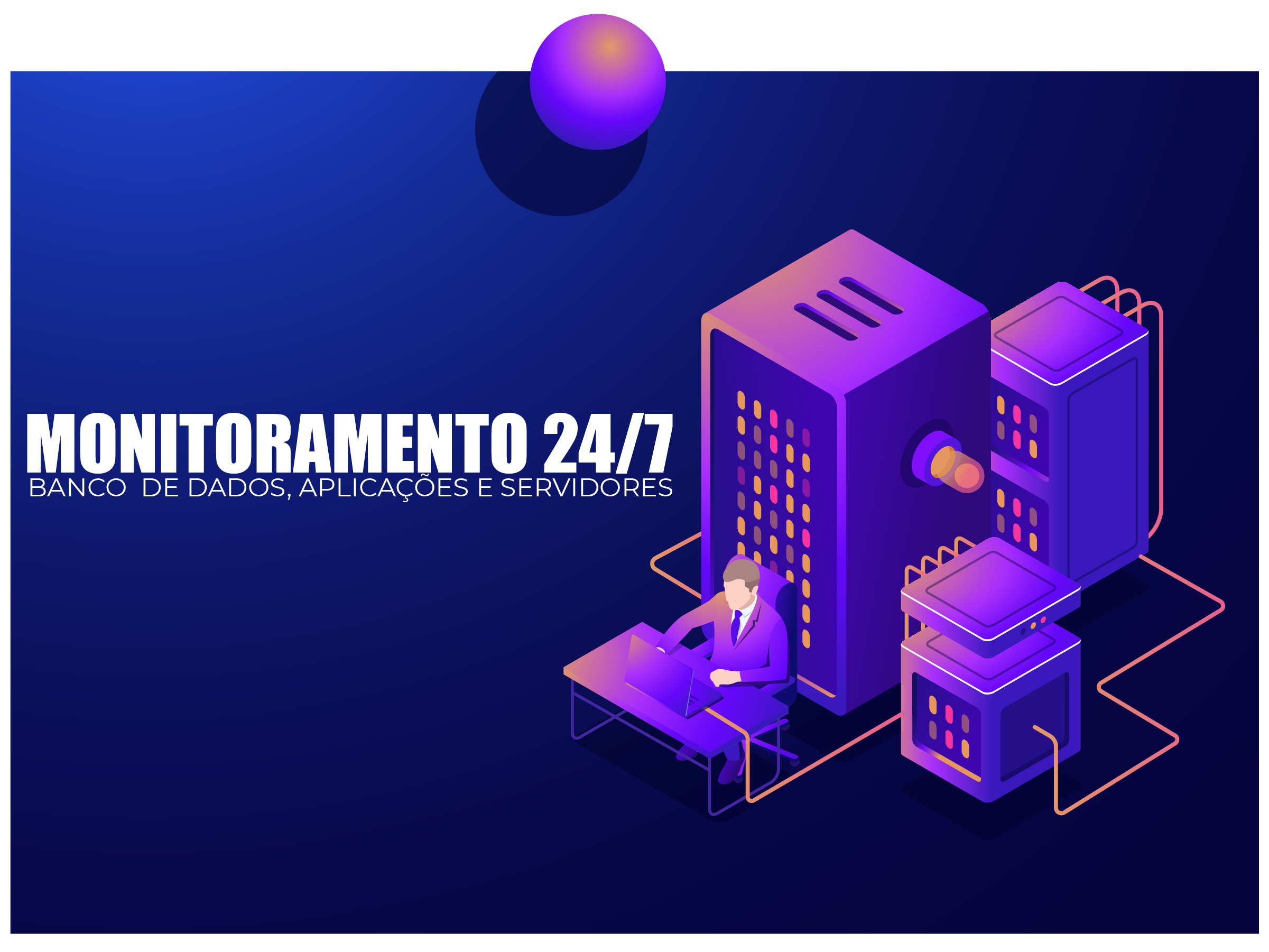 Monitoramento 24/7 de banco de dados, aplicação e servidores 